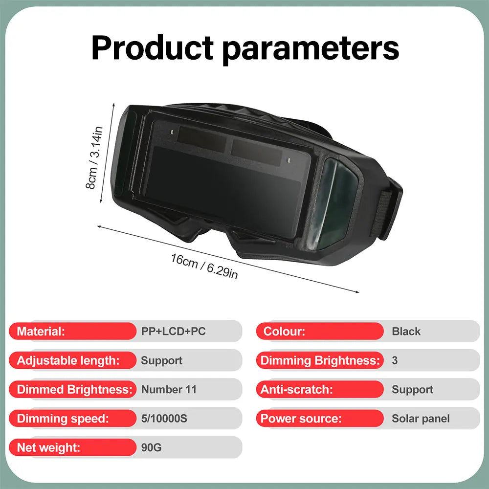 Automatic Dimming Welding Goggles Large View True Color Auto Darkening Protective Glasses for Arc Welding Grinding
