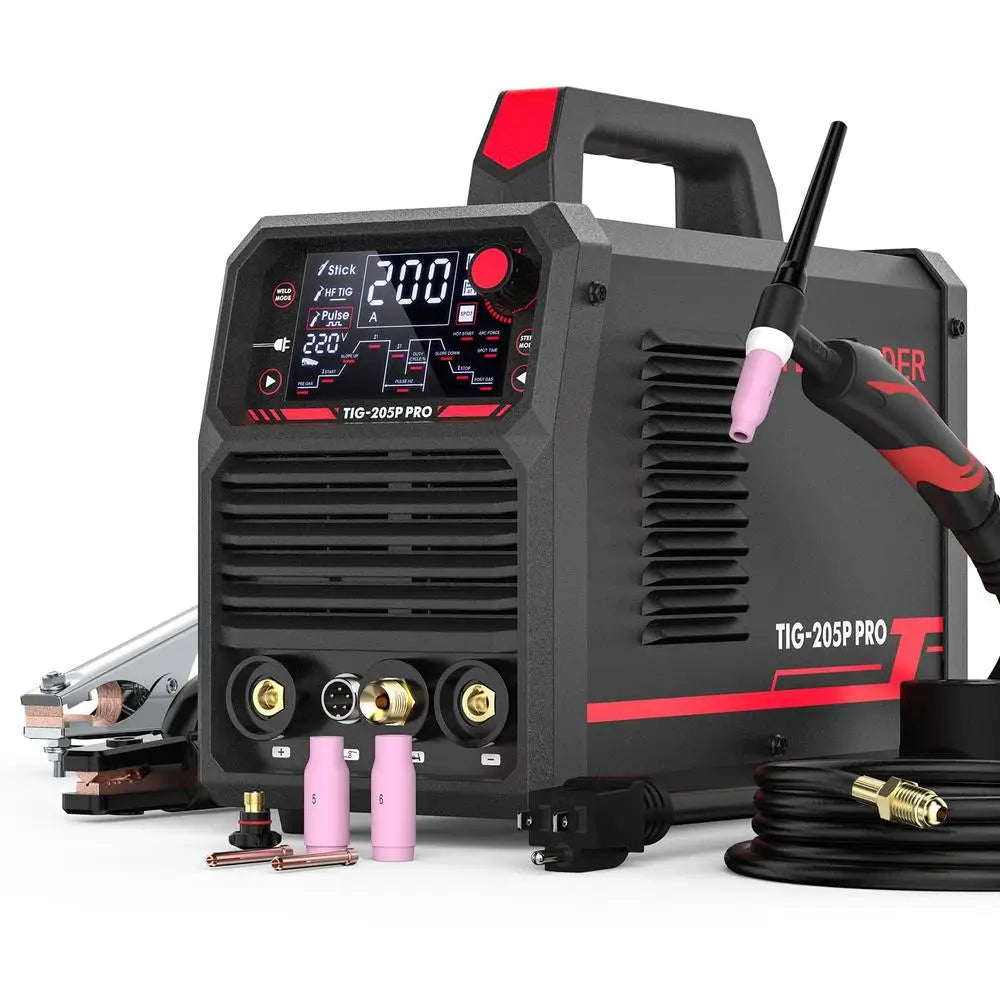 205 Amp TIG Welder with Large LED Display Dual Voltage DC Pulsed Welding Machine