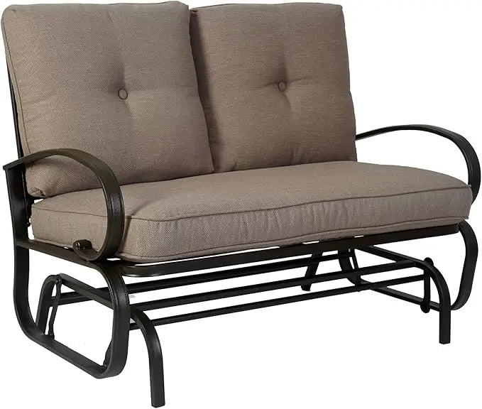 Cozy Patio Glider Bench Outdoor Loveseat Cushioned Seats
