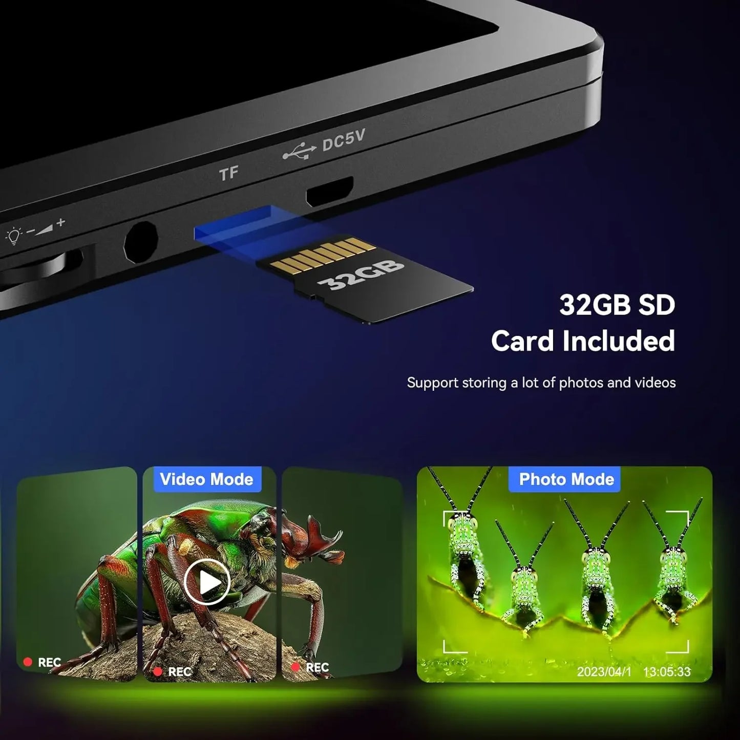 DM9 7 Inch LCD Digital Microscope 500X To 1500X Coin Soldering Magnifier 12MP