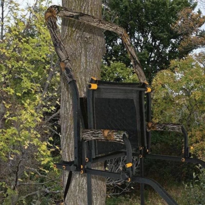 20" Tall Tree Stand, Single Steel Ladder with Adjustable Padded Shooting Rail and Flip-Back Footrest, for Big Game & Hunting